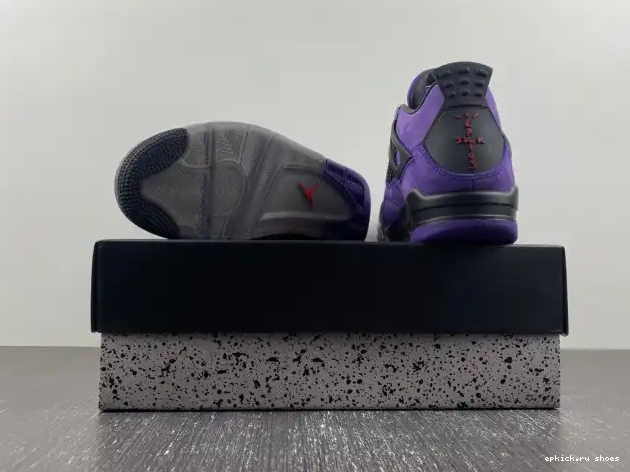 Cheap Purple Jordan 4 Air x Scott Travis Suede 0501
